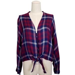 Rails Sloane Tie Waist Shirt Red/Blue Plaid Sz Medium